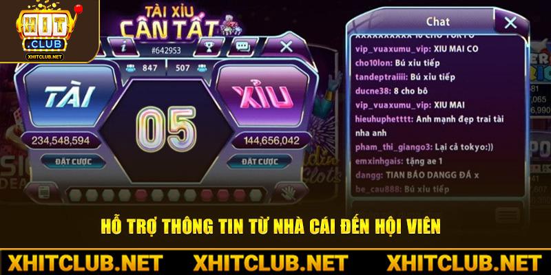 Hỗ trợ thông tin từ nhà cái đến hội viên